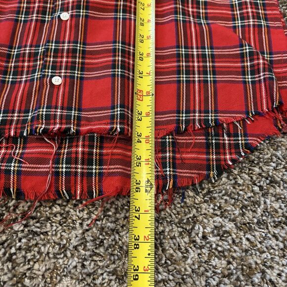 Kendall + Kylie Shirt Dress Small Red Plaid Embroidered Raw Hem Button Front - Picture 9 of 13